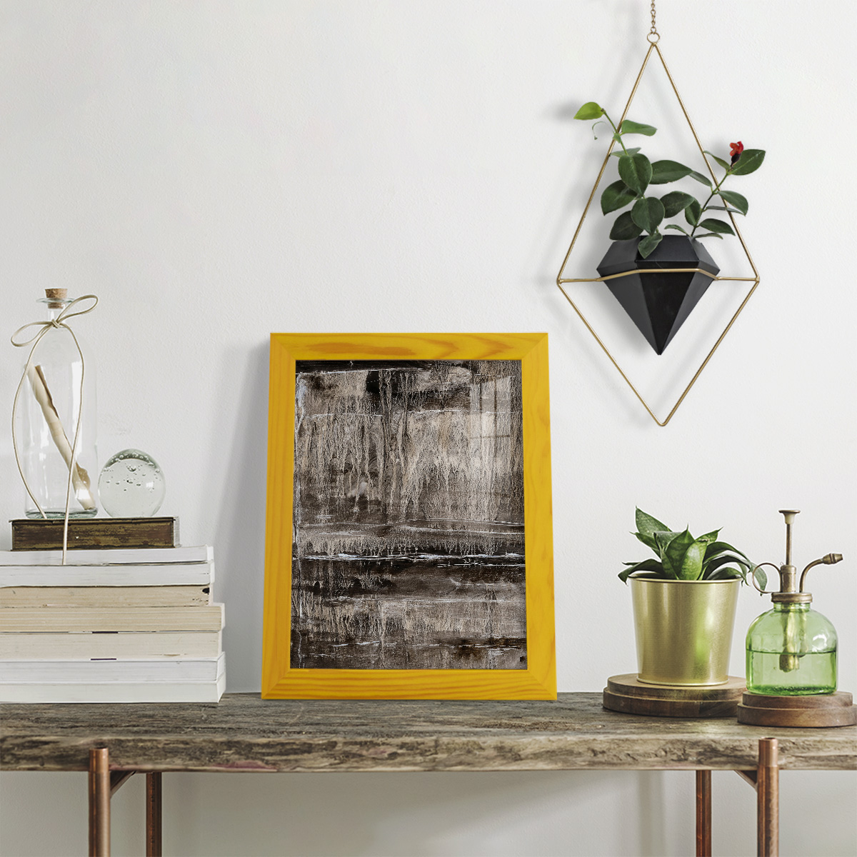 Continuum III -Framed Print w/glass-Sunflower Yellow