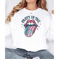 thumbnail image 3 of Party In The USA Retro America Sweatshirt for Women & Teens Rock and Roll Sweater White Sweatshirt Adult Small, 3 of 4