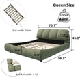 thumbnail image 4 of Queen Size Upholstered Platform Bed with Oversized Padded Backrest, Soft Frame Cloud Bed, Thickening Pinewooden Slats and Metal Leg, Green, 4 of 9