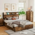 thumbnail image 3 of VanAcc Queen Size Lift Up Storage Bed, Storage Headboard & Charging Station, Rustic Brown, 3 of 8