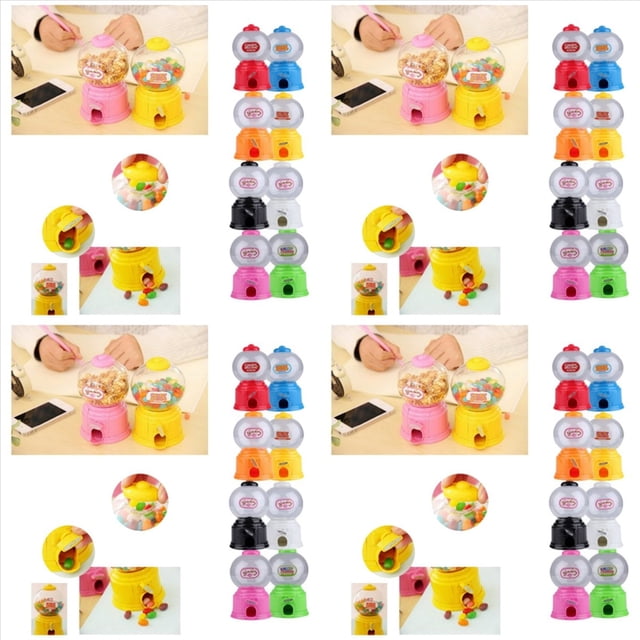 4X Dulces Lindos Mini Candy MACHINE Bubble Gumball Dispenser Coin Bank Kids Toy Multicolor Aleatorio, Aproximadamente 14.5 X 8.7Cm
