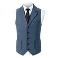 thumbnail image 3 of Yaoyar Mens Solid Color Lapel Single Breasted Suit Vest Vest Top Waistcoat Classic Tailoring Slim Fit For Commuting Workplace Daily Wear, 3 of 5