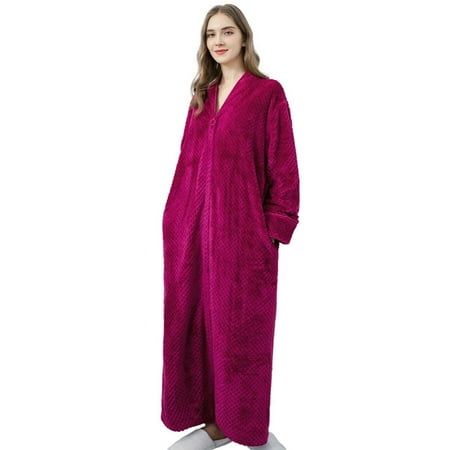 

Linen Purity Couple Pajamas Long Zipper Bathrobe Flannel Fleery Ladies Robe Men s Warm Pajamas Bathrobe