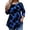 #45-Blue, variant on Craaazy Women's Plus Size Floral Print 3/4 Sleeve Crewneck T-Shirt - Casual Curved Hem Top Comfort & Style for Everyday Wear Gifts