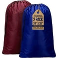 thumbnail image 1 of Canadian Linen Nylon Laundry Bags, 24"x36", 2 Pack, Drawstring Clothes Organizer Waterproof Fabric Durable Storage Bag Hamper, Blue + Red, 1 of 9