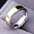 thumbnail image 2 of 6mm Gold Silver Titanium Steel Band Men's Simple Polished Wedding Ring Size 6-12, 2 of 4