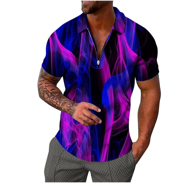Camisetas con Cuello en V Hombres de Moda Impresa de Manga Corta, Camiseta Casual con Cuello en V para la Primavera Y el Uso Diario