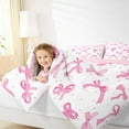 thumbnail image 6 of jejeloiu Cartoon Bowtie Bedding Comforter Set,Bow Bowknot Twin Comforter Sets,Pink White Bedding Set For Girl,Microfiber Room Decor Reversible,2pcs, 6 of 9