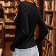 thumbnail image 5 of MYAOYINo Boundaries Womens Everyday Ribbed Long Sleeve Top Split Neck Comfortable Shirt, 5 of 8