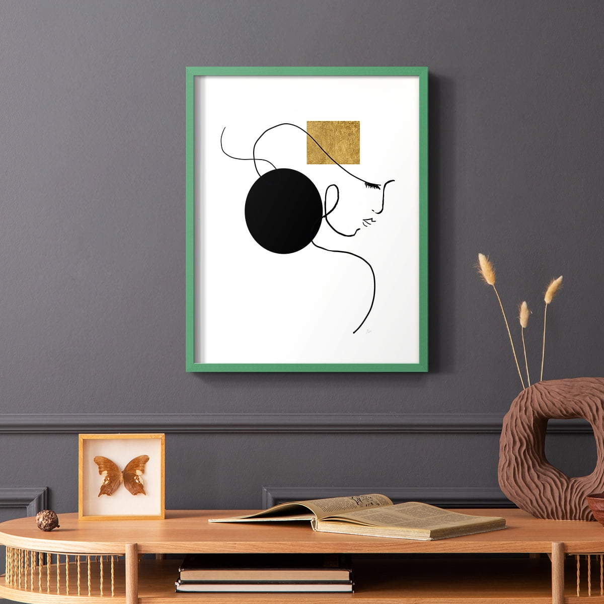 Shapes and Lines I in Green Solid Wood 11 x 14 Framed Print
