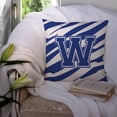 thumbnail image 3 of Letter W Initial Tiger Stripe Blue and White Fabric Decorative Pillow, 3 of 4