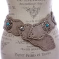 thumbnail image 2 of Women's 3" (75mm) Wide Boho Link Turquoise Silver Studded Leather Belt, 2 of 2