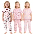thumbnail image 2 of Kids Child Toddler Girl Pajamas Pj Set Snug Fit Short Sleeve Sleeve Snug Fit Soft & Cozy Sleepwear & Loungewear 3-Pack Size 2Y to 10Y, 2 of 5