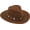 Brown, variant on Buffalo Nickel Hat - Wide Brim Hat Featuring Distressed Ruff Leather, Studs and Unique Buffalo Nickel Metal Accents and Hidden Steel Wire in Brim, Tan, Small