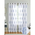 thumbnail image 7 of Linenwalas Natural Cotton Linen Semi-Sheer Curtains for Living Room 63 inch Length 2 Panels Set, Grommet Top, Semi Transparent Window Curtain Balance Privacy & Light (W-52xL-63 Inches /Blue Leaf), 7 of 7