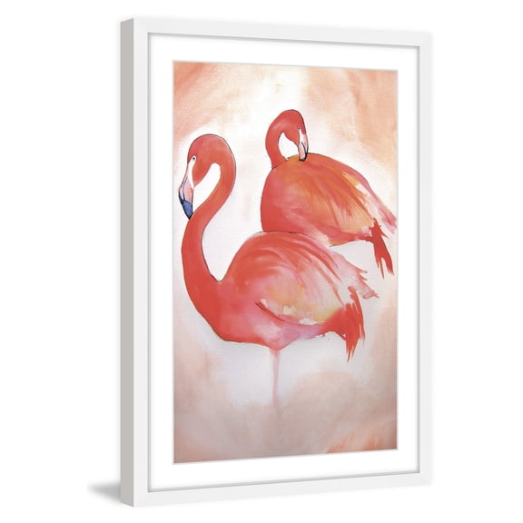 Marmont Hill "Flamingos" by Christine Lindstrom Framed Painting Print