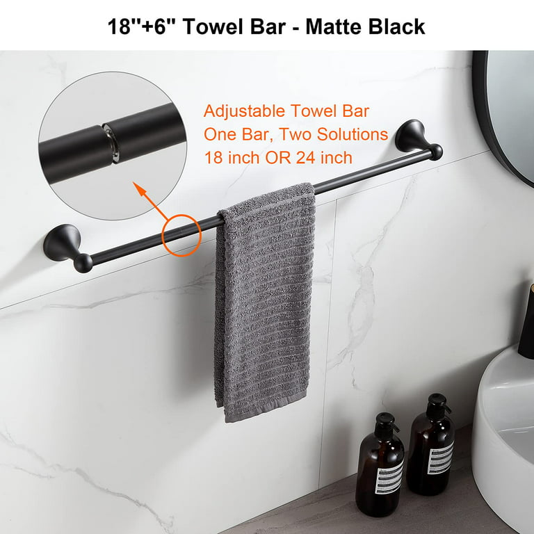 14-Pieces Matte Black Bathroom Accessories Set, Stainless Steel Bathroom  Hardware Set, Bath Towel Bar Set, Towel Racks for Bathroom Wall Mounted.