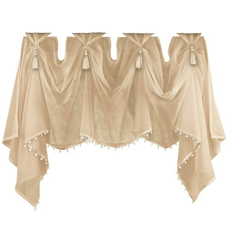 Collections Etc Tassel Sheer Scoop Valance Curtains Walmart Com