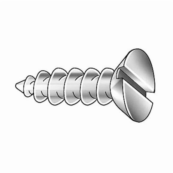 Wood Screw, #10, 1-3/4 in, Zinc Plated Steel Flat Head Slotted Drive, 100 PK
