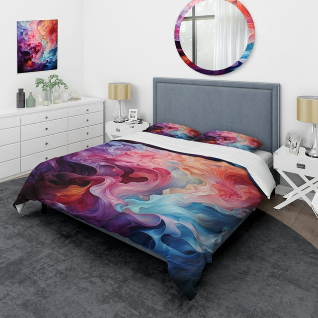 Designart "Radiant Spectrum Opt Art painting II" Abstract Bedding Covert Set - Op Art Multi-Color Modern Bed Set With 1 Sham