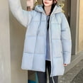 thumbnail image 6 of Womens Coats Hooded Pocket Fleece Zipper Long-sleeved Solid-color Thickened Casual Jacket,Coats for Women Light Blue L, 6 of 6