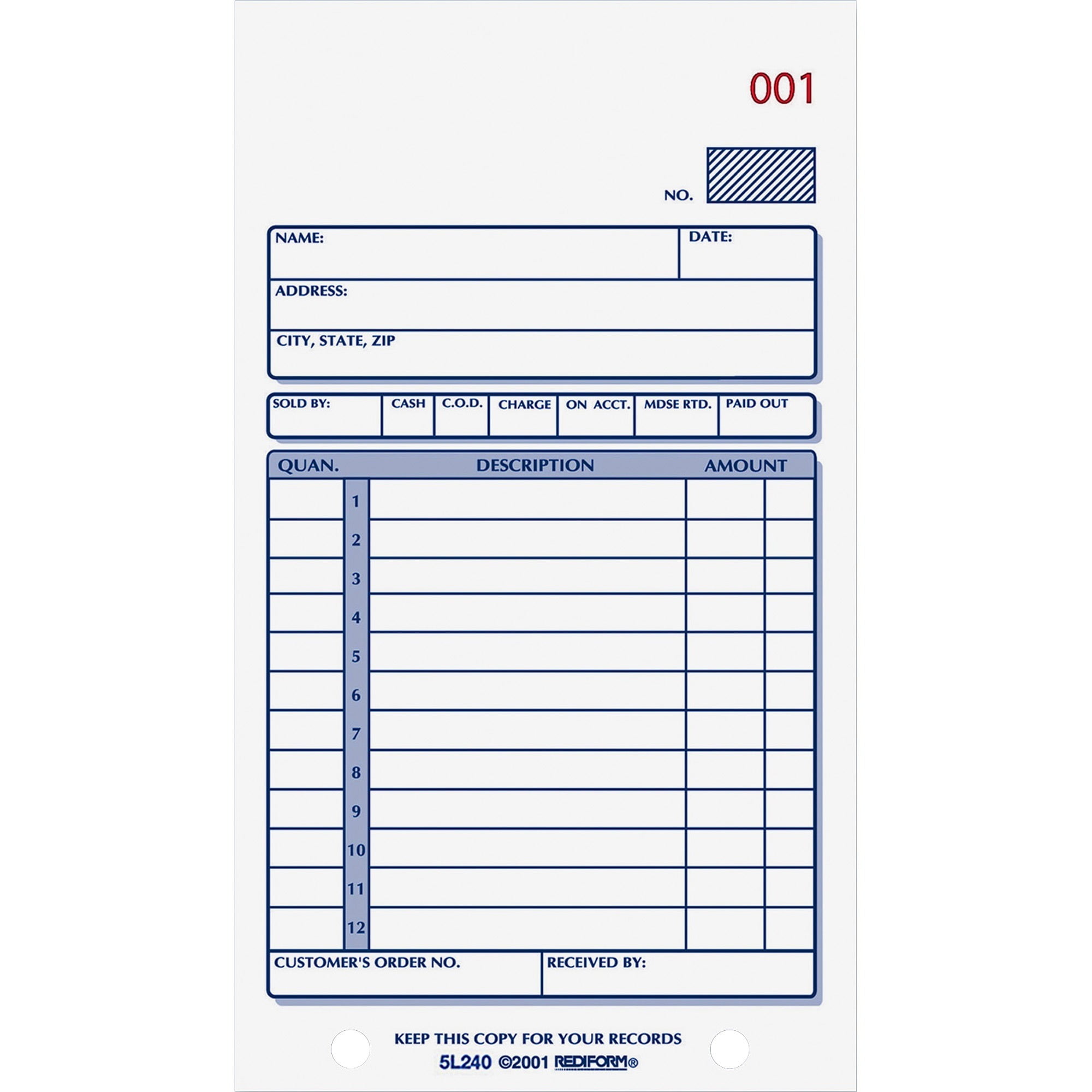 Rediform Carbonless 2-part Sales Book Forms, 1 Each (Quantity)