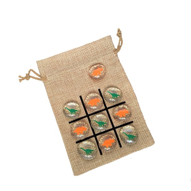 Set Tic Tac Toe con temática de dinosaurio para fiesta de cumpleaños