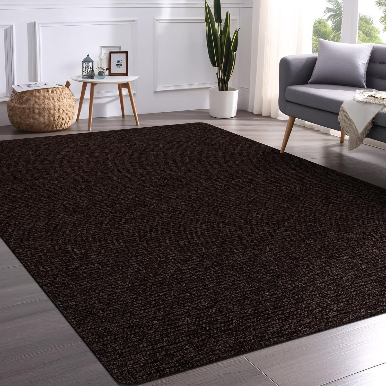 Beverly Rug Non-Slip Machine Washable 5 x 7 Brown Indoor Area Rugs