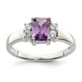 thumbnail image 4 of 925 Sterling Silver Purple and White Cubic Zirconia Ring Size 6, 4 of 5
