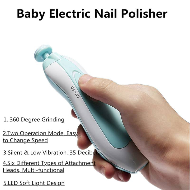 Baby Nail Trimmer File with Light, Safe Electric Nail Clippers Cutter