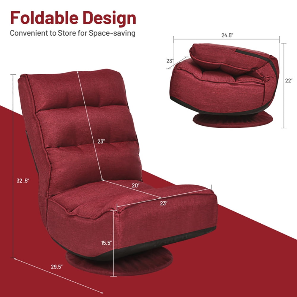 Finihen 360 Degree Swivel Floor Chair, 5-Position Folding Floor Gaming Chair, Lazy Lounge Chair for Relaxing Reading Gaming TV Watching, Dark Red Finihen 360 Degree Swivel Floor Chair, 5-Position Folding Floor Gaming Chair, Lazy Lounge Chair for Relaxing Reading Gaming TV Watching, Dark Red