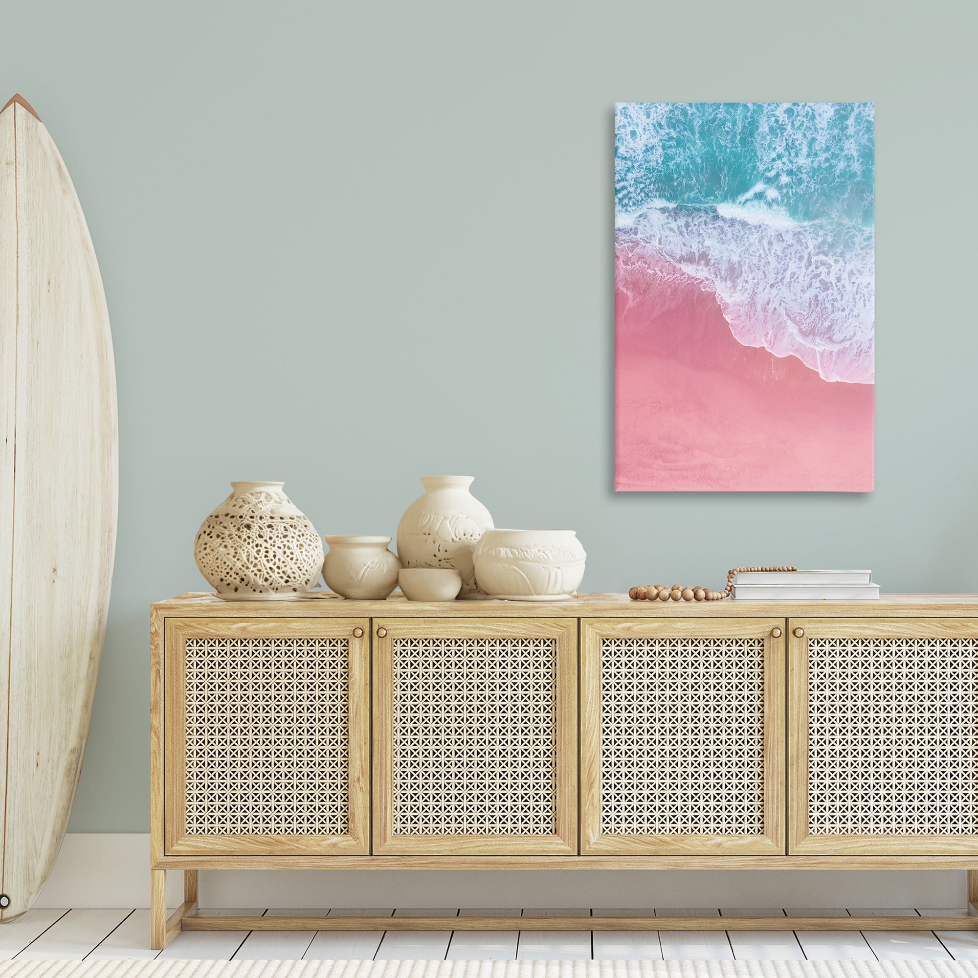 Stupell Industries Pink Surf Tide Landscape & Nature Photography Wrapped Canvas Art Print Wall Art, 30 x 45