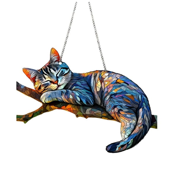 Binwennn Cat Acrylic Decoration Versatile Hanging Ornament For Doorways & More Decorations for Wall Glass Ornament Teal Garland Beads Stained Glass Elephant Skeleton Garland Car Chandelier Ornament