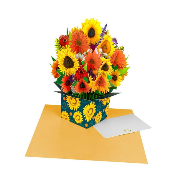Lipstore 3D Paper Flower Bouquet Greeting Card Birthday Card for Mom Grandma Daughter