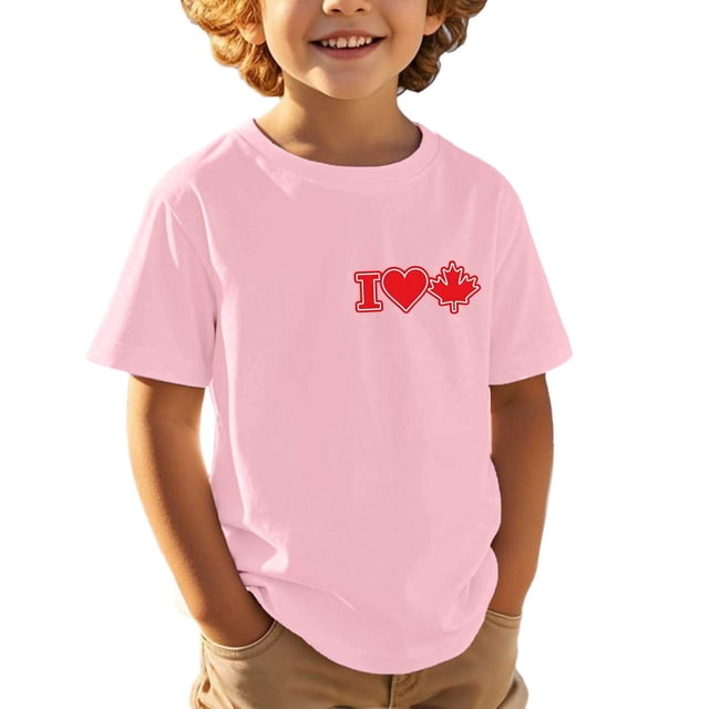 T-Shirt pour Enfants Fête du Canada Feuille d'Érable Canadienne Drapeau Manches Courtes Hauts Garçons Fête Nationale Imprimé Graphique Mode Enfants Fille Fête du Canada Col Rond T-Shirt Imprimé Drapeau Canadien
