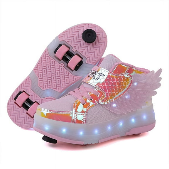 Kids Roller Skates Light up Shoes with Wheels Shoes LED USB Charging Roller Sneakers for Girls Boys Birthday Christmas Gift