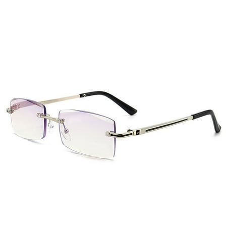 Fashion Square Frame Vintage Simple Ultra Light Glasses Eye Protection Business Reading Glasses Anti-Blue Light SILVER STRENGTH 400