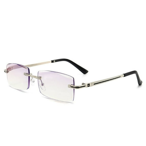 Fashion Square Frame Vintage Simple Ultra Light Glasses Eye Protection Business Reading Glasses Anti-Blue Light SILVER STRENGTH 300