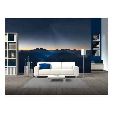 wall26 - Sunrise in Mountains of Austrian Alps with Moonlight and Reflecting Lake - Removable Wall Mural | Self-Adhesive Large Wallpaper - 66x96 inches