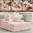 thumbnail image 3 of Korser 68.5'' Oversized Chair Chaise Lounge Indoor with Throw Pillows and Armrests Corduroy Upholstered Sofa Bed for Living Room,Pink, 3 of 7