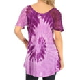 thumbnail image 2 of Sakkas Petra Women's Casual Loose Flared Corset Short Sleeve Lace Blouse Top Tunic - Purple - Plus Size, 2 of 5