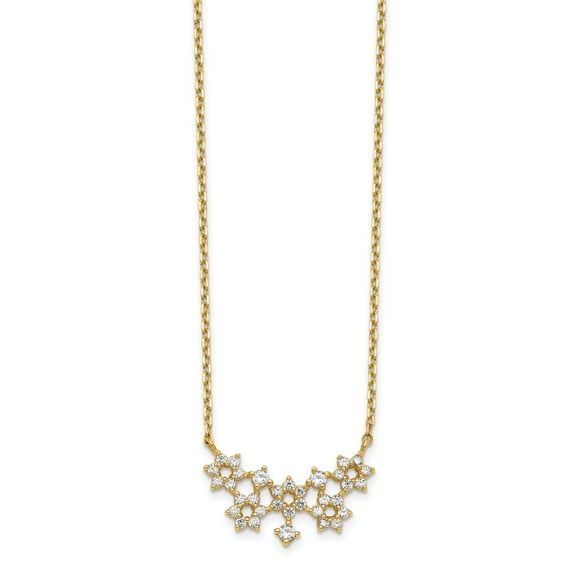 Primal Gold 14 Karat Yellow Gold Cubic Zirconia Cluster with 2-inch Extension Necklace