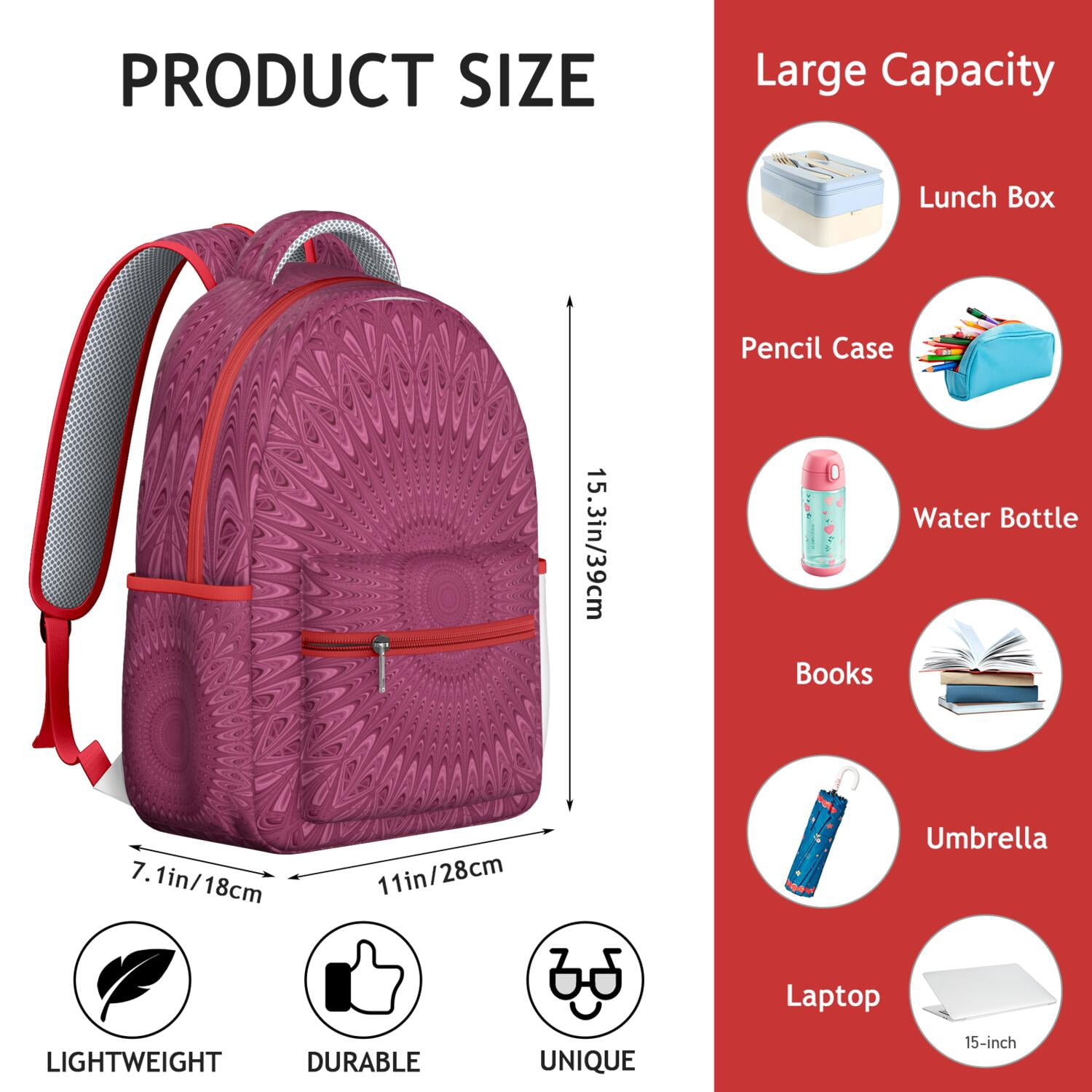 Bohemian Mantra All-Purpose Backpack&nbsp;- Versatile & Roomy Laptop Bag for Daily Use, Durable Bookbag, Great Gift for Back to School