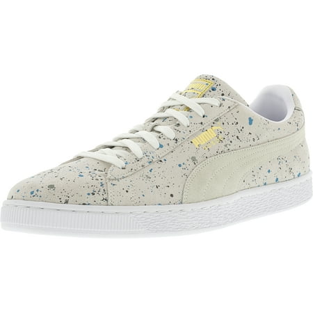 Puma Men's Classic Paint Splat Suede White / Hawaiian Surf Gold Ankle-High Fabric Fashion Sneaker - (Best Fabric Paint For Shoes)