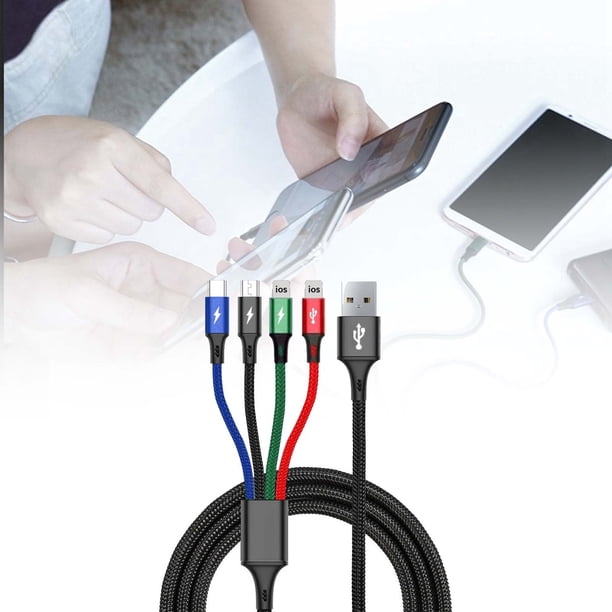 Lo último en datos 4 en 1: carga rápida y sincronización para dispositivos Micro USB tipo C y dispositivos, ¡para todos los amantes de la tecnología!