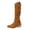 Brown, variant on Joykidd Low Block Heel Mid‑Calf Boots Round Toe Faux Suede Side Zipper Tall Boots Strap Clasp Slouch Wrinkle Shaft Retro Street Fall Winter Wear Outdoor Casual Outings