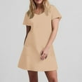 thumbnail image 6 of Rezuofi New Sundresses for Women Loose Short Sleeve Solid Round Neck Pocket Comfort Mini Womens Dresses Plus Size, 6 of 6