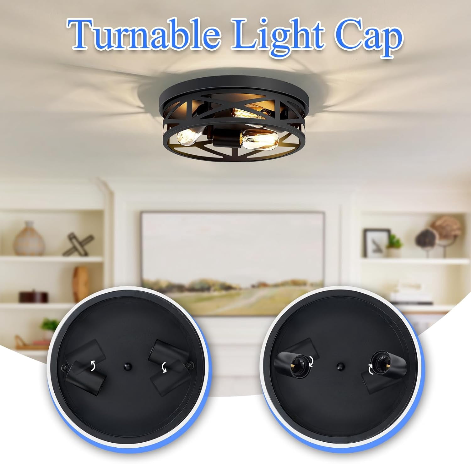 2 Pack 13 inch Black Flush Mount Ceiling Light Fixtures,3-Light Modern Hallway Light Fixtures Ceiling, Black Light Fixture Ceiling Mount for Farmhouse,Kitchen, Bedroom