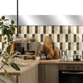 thumbnail image 5 of 6 Pcs Peel and Stick Tiles Stickers Mosaic Brick Pattern 5.91" x 11.81" Beige Brown Gray Wall Decals Marble DIY Decor Removable Backsplash, 5 of 7