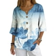 thumbnail image 2 of Daiosportswear Women 3/4 Sleeve Summer T-Shirts 3D Print Gradient Harajuku T Shirt,Linen Shirts for Women Multicolor-E M(M), 2 of 7